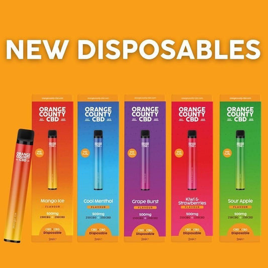 ORANGE COUNTY 500mg DISPOSABLE CBD & CBG DISPOSABLE VAPES - CHOOSE FLAVOUR